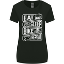 Cycling Eat Sleep Bike Repeat Funny Bicycle Womens Wider Cut T-Shirt Black