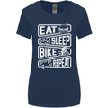 Cycling Eat Sleep Bike Repeat Funny Bicycle Womens Wider Cut T-Shirt Navy Blue