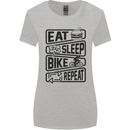 Cycling Eat Sleep Bike Repeat Funny Bicycle Womens Wider Cut T-Shirt Sports Grey