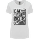 Cycling Eat Sleep Bike Repeat Funny Bicycle Womens Wider Cut T-Shirt White