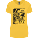 Cycling Eat Sleep Bike Repeat Funny Bicycle Womens Wider Cut T-Shirt Yellow
