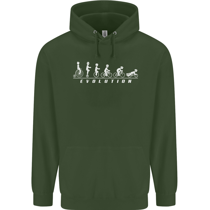 Cycling Evolution Cyclist Bicycle Childrens Kids Hoodie Forest Green