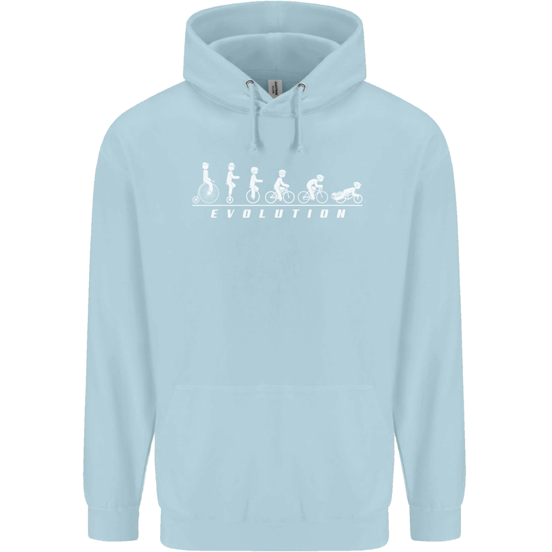 Cycling Evolution Cyclist Bicycle Childrens Kids Hoodie Light Blue