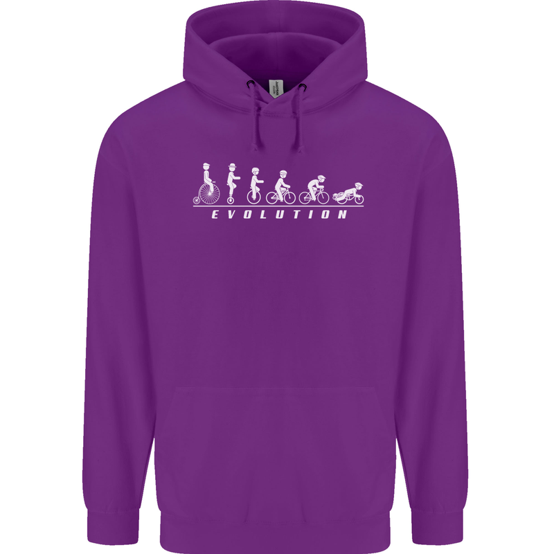 Cycling Evolution Cyclist Bicycle Childrens Kids Hoodie Purple