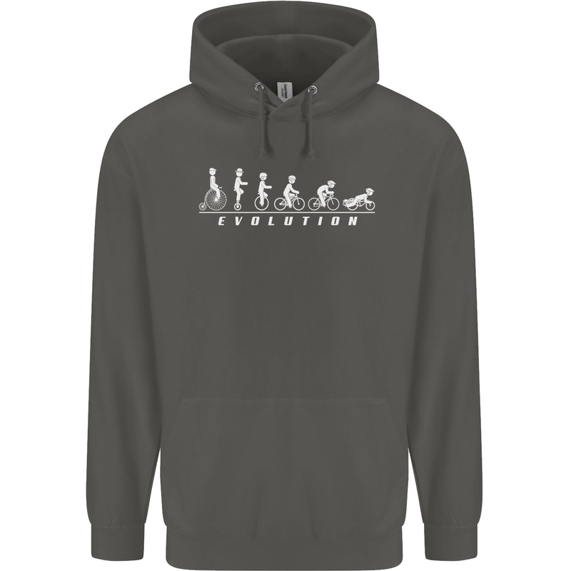 Cycling Evolution Cyclist Bicycle Childrens Kids Hoodie Storm Grey