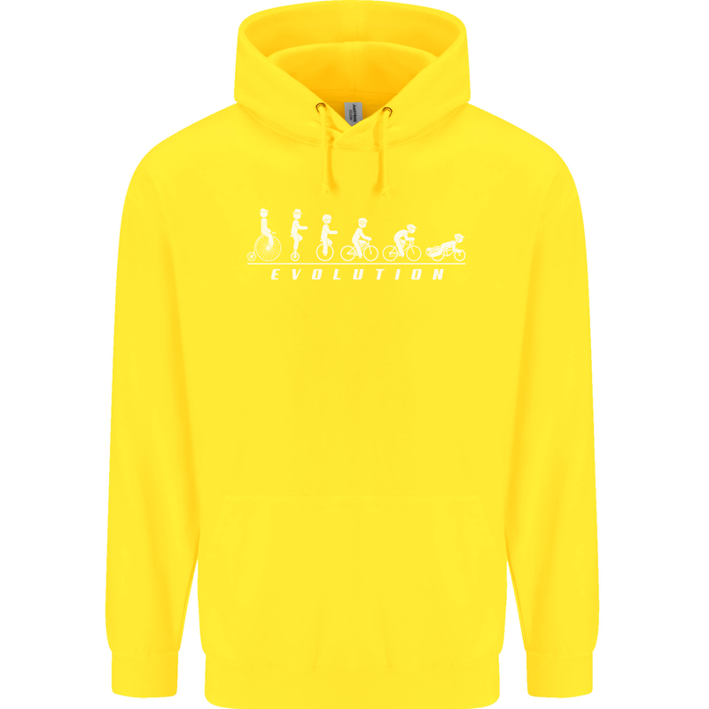 Cycling Evolution Cyclist Bicycle Childrens Kids Hoodie Yellow