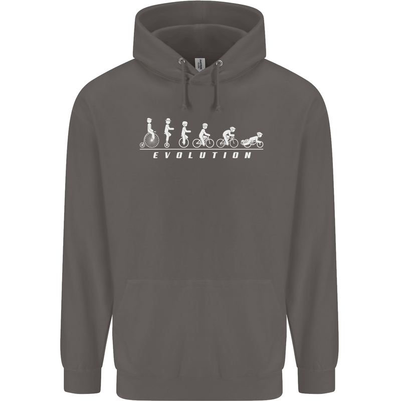 Cycling Evolution Cyclist Bicycle Mens 80% Cotton Hoodie Charcoal