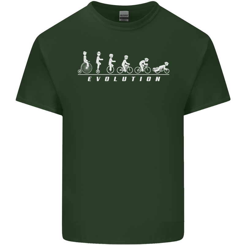 Cycling Evolution Cyclist Bicycle Mens Cotton T-Shirt Tee Top Forest Green