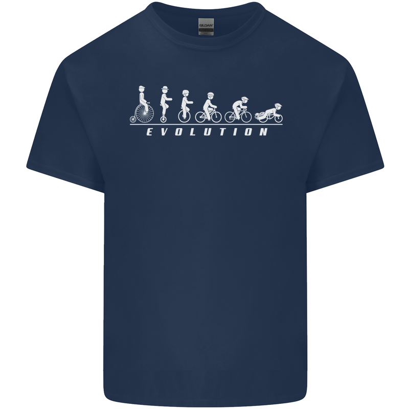 Cycling Evolution Cyclist Bicycle Mens Cotton T-Shirt Tee Top Navy Blue