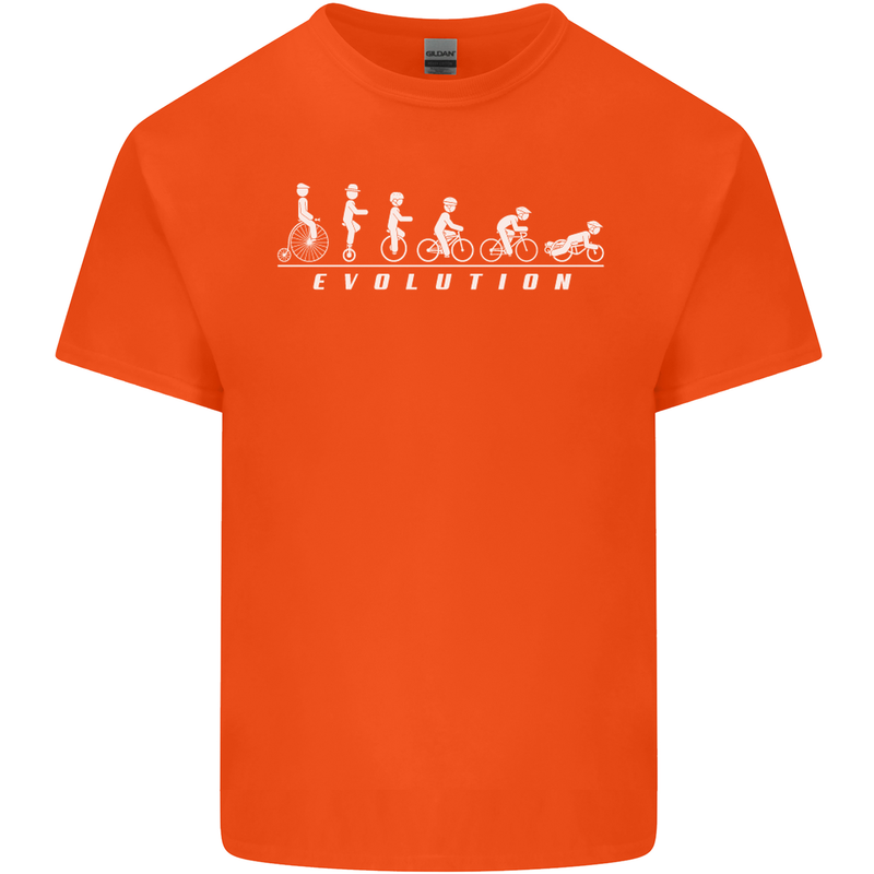 Cycling Evolution Cyclist Bicycle Mens Cotton T-Shirt Tee Top Orange