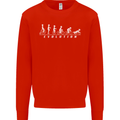 Cycling Evolution Cyclist Bicycle Mens Sweatshirt Jumper Bright Red