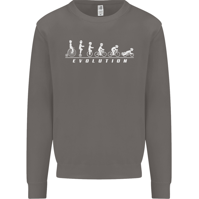Cycling Evolution Cyclist Bicycle Mens Sweatshirt Jumper Charcoal