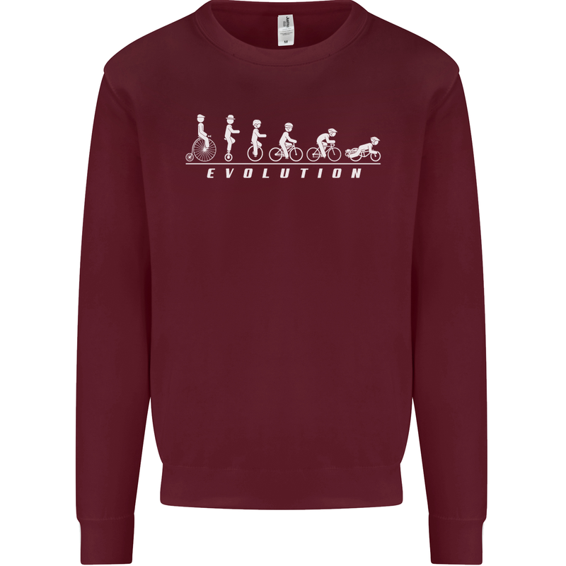 Cycling Evolution Cyclist Bicycle Mens Sweatshirt Jumper Maroon