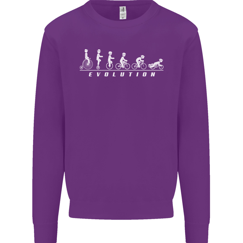 Cycling Evolution Cyclist Bicycle Mens Sweatshirt Jumper Purple