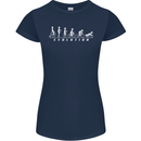 Cycling Evolution Cyclist Bicycle Womens Petite Cut T-Shirt Navy Blue