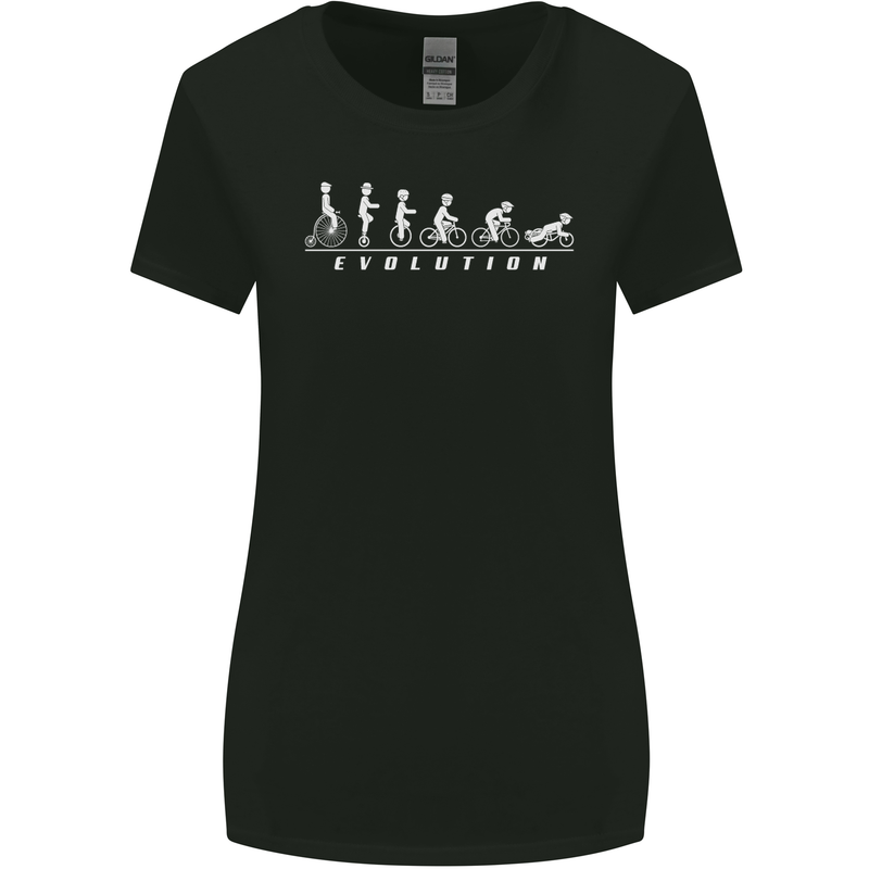 Cycling Evolution Cyclist Bicycle Womens Wider Cut T-Shirt Black