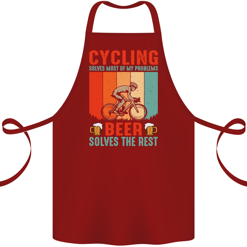 Cycling Funny Beer Cyclist Bicycle MTB Bike Cotton Apron 100% Organic Maroon