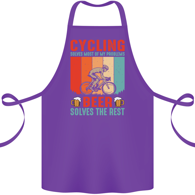 Cycling Funny Beer Cyclist Bicycle MTB Bike Cotton Apron 100% Organic Purple