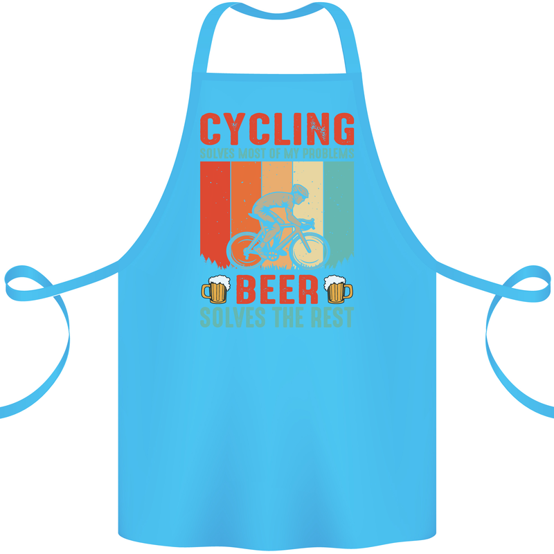 Cycling Funny Beer Cyclist Bicycle MTB Bike Cotton Apron 100% Organic Turquoise