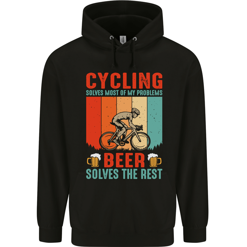 Cycling Funny Beer Cyclist Bicycle MTB Bike Mens 80% Cotton Hoodie Black