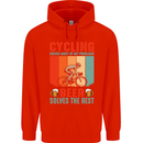 Cycling Funny Beer Cyclist Bicycle MTB Bike Mens 80% Cotton Hoodie Bright Red