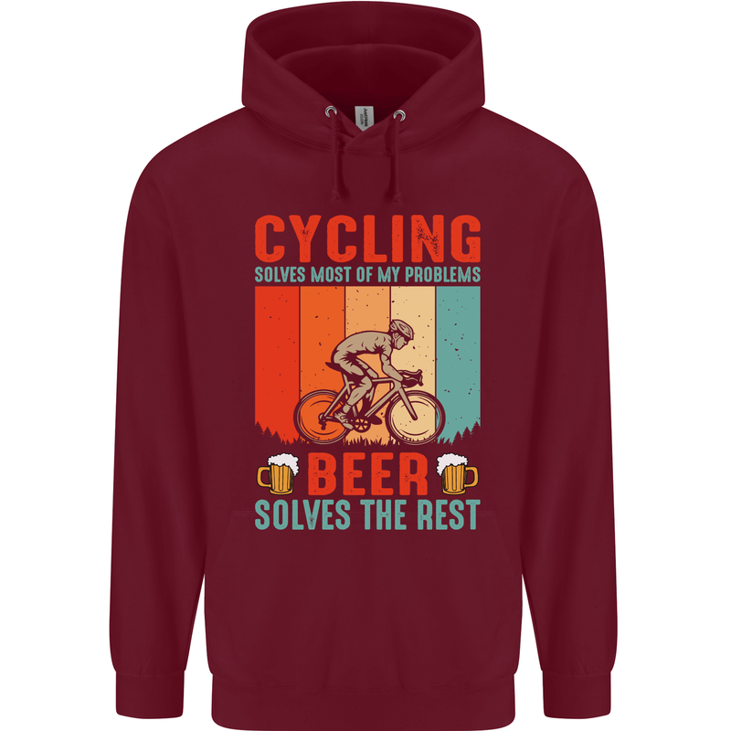 Cycling Funny Beer Cyclist Bicycle MTB Bike Mens 80% Cotton Hoodie Maroon