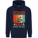 Cycling Funny Beer Cyclist Bicycle MTB Bike Mens 80% Cotton Hoodie Navy Blue