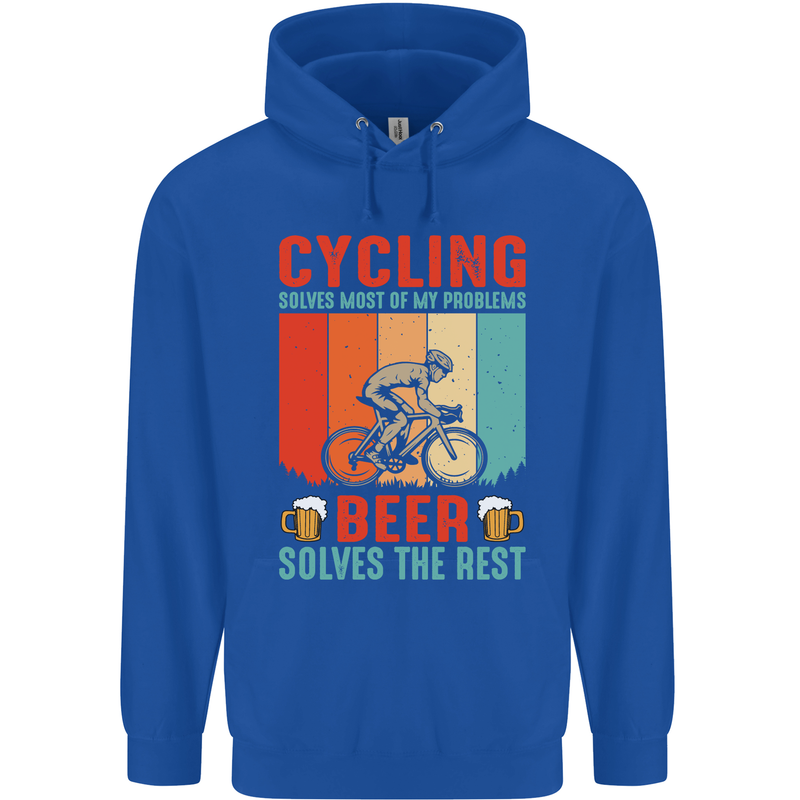 Cycling Funny Beer Cyclist Bicycle MTB Bike Mens 80% Cotton Hoodie Royal Blue