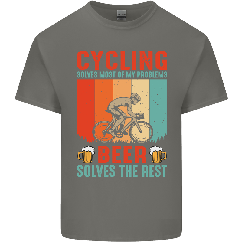 Cycling Funny Beer Cyclist Bicycle MTB Bike Mens Cotton T-Shirt Tee Top Charcoal