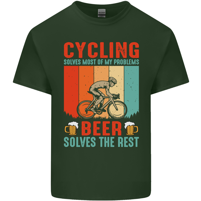 Cycling Funny Beer Cyclist Bicycle MTB Bike Mens Cotton T-Shirt Tee Top Forest Green