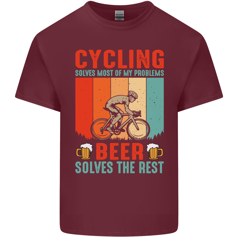 Cycling Funny Beer Cyclist Bicycle MTB Bike Mens Cotton T-Shirt Tee Top Maroon