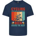 Cycling Funny Beer Cyclist Bicycle MTB Bike Mens Cotton T-Shirt Tee Top Navy Blue