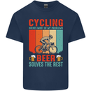 Cycling Funny Beer Cyclist Bicycle MTB Bike Mens Cotton T-Shirt Tee Top Navy Blue