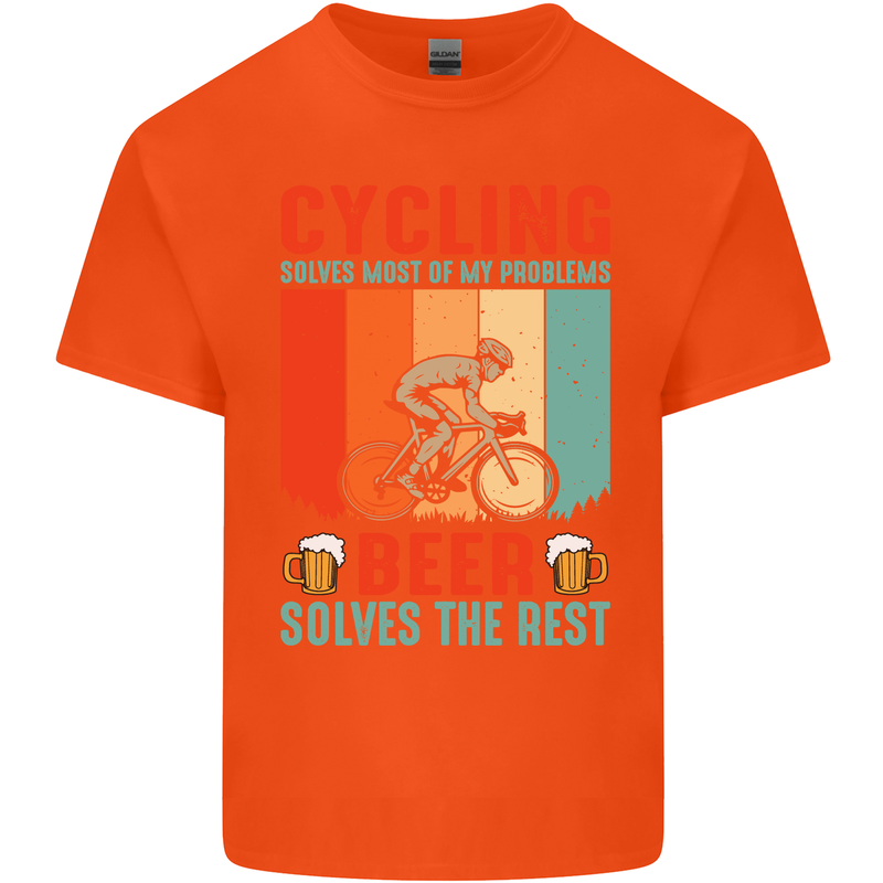 Cycling Funny Beer Cyclist Bicycle MTB Bike Mens Cotton T-Shirt Tee Top Orange