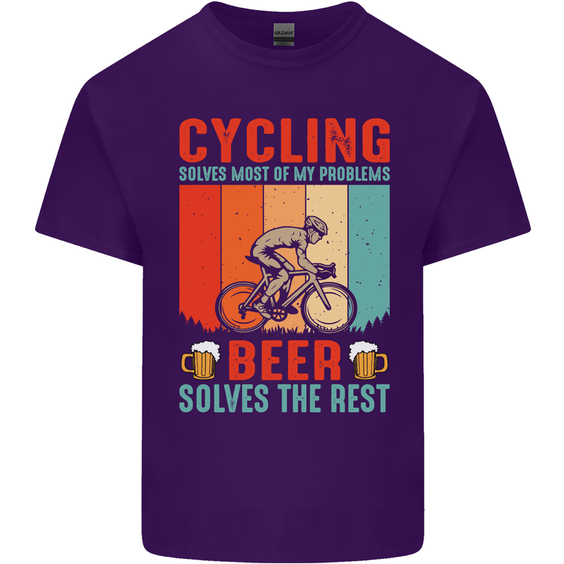 Cycling Funny Beer Cyclist Bicycle MTB Bike Mens Cotton T-Shirt Tee Top Purple