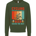 Cycling Funny Beer Cyclist Bicycle MTB Bike Mens Sweatshirt Jumper Forest Green