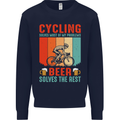 Cycling Funny Beer Cyclist Bicycle MTB Bike Mens Sweatshirt Jumper Navy Blue