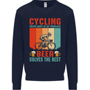 Cycling Funny Beer Cyclist Bicycle MTB Bike Mens Sweatshirt Jumper Navy Blue