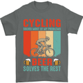 Cycling Funny Beer Cyclist Bicycle MTB Bike Mens T-Shirt Cotton Gildan Charcoal