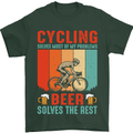 Cycling Funny Beer Cyclist Bicycle MTB Bike Mens T-Shirt Cotton Gildan Forest Green