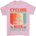 Cycling Funny Beer Cyclist Bicycle MTB Bike Mens T-Shirt Cotton Gildan Light Pink