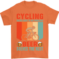 Cycling Funny Beer Cyclist Bicycle MTB Bike Mens T-Shirt Cotton Gildan Orange