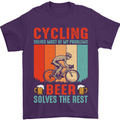 Cycling Funny Beer Cyclist Bicycle MTB Bike Mens T-Shirt Cotton Gildan Purple