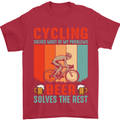 Cycling Funny Beer Cyclist Bicycle MTB Bike Mens T-Shirt Cotton Gildan Red