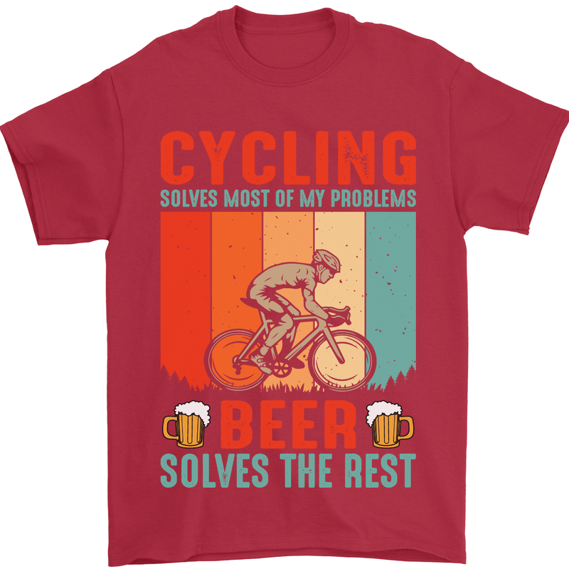 Cycling Funny Beer Cyclist Bicycle MTB Bike Mens T-Shirt Cotton Gildan Red