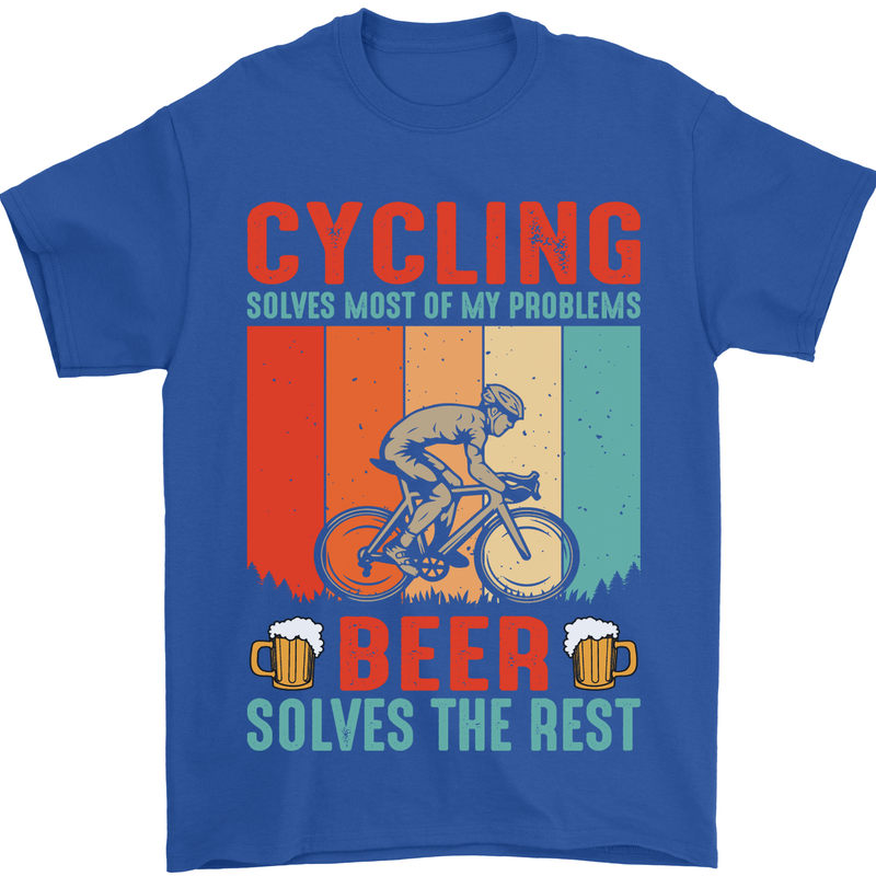 Cycling Funny Beer Cyclist Bicycle MTB Bike Mens T-Shirt Cotton Gildan Royal Blue