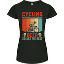 Cycling Funny Beer Cyclist Bicycle MTB Bike Womens Petite Cut T-Shirt Black