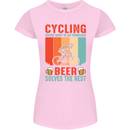 Cycling Funny Beer Cyclist Bicycle MTB Bike Womens Petite Cut T-Shirt Light Pink