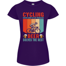 Cycling Funny Beer Cyclist Bicycle MTB Bike Womens Petite Cut T-Shirt Purple