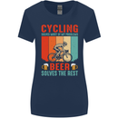 Cycling Funny Beer Cyclist Bicycle MTB Bike Womens Wider Cut T-Shirt Navy Blue